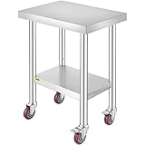 VEVOR Arbeitstisch 61 x 46 x 86 cm Edelstahl Catering Arbeitstisch 100 kg für Belastbarkeit Lebensmittel Zubereitungstisch Gewerbliche Arbeitstisch für Küche Bar Restaurantar 4 verstellbare Füße