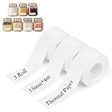 3 Rollen Gewidmet Etiketten Selbstklebend, 15mmx4m Etiketten Geeignet, Wasserdicht Anpassen Klebeetiketten, Thermo Etikettenband, Etikettenband Drucken Kompatibel Mit MakeID L1, für Haus Büro Schule