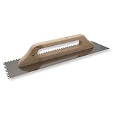 DEWEPRO Schweizer Glättekelle - Glättkelle - Aufziehplatte - Aufziehglätte - Edelstahl 480x130mm - gezahnt 6x6 mm - Zahnglättekelle