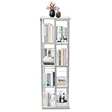 PINYELIN Drehbares Bücherregal, 4 Ebenen Standregal Drehregal Büroregal Dekoregal Bodenstehendes Bücherregal, Multifunktionaler Bücherregal Organizer