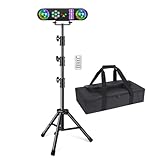 Telbum DJ-Lichter mit Ständer, 5-in-1 Party-Bar-Licht-Set mit drehbarer Kugel/Stroboskop/UV/buntem LED-Par & Mustereffekt, Soundaktiviertes DJ-Beleuchtungssystem für Disco-Bühne, Konzerte, Hochzeit
