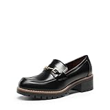 DREAM PAIRS Damen Klassische Loafer Bequeme Mokassins Slippers Business-Schuhe mit Dicker Sohle für Damen,Size 43,Schwarz-Pu,SDLS2410W