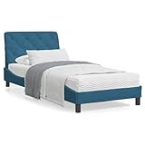 Juroupi Bettgestell mit LED-Leuchten Jugendbett Led Bettrahmen Bed Frame Bettgestell Betten Blau 80x200 cm Samt