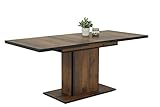 Hela Tische, Esszimmertisch Säulentisch Ariana, Holzwerkstoff melaminbeschichtet, Dekor Oldwood, ausziehbar 120-160x80x76cm