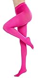 CozyWow Blickdicht Damen Strumpfhose Elastisch Semi Stützstrumpfhose in 25 Farben(Hot Pink,L-XL)