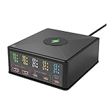 ARTGOS Multi-USB-Ladegerät, 160 W GaN USB C Tischladegerät mit LED-Anzeige, 6-in-1 kabelloses Ladegerät PD 65 W QC3.0 Schnellladestation Netzteil Sicheres Laden