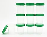 Urinbecher Probenbecher | 10 Stück | Urinprobenbecher 125ml | mit grünem Schraubdeckel | graduiert bis 100ml / 3oz | beschriftbar |