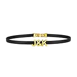 Bandmax Leder Choker für Damen Schwarz Halskette mit vergoldet Buchstaben/Zahlen/Zeichen Frauen Namenkette Halsband DIY Lederhalsband Mädchen Kropfbänder Punk Modeschmuck für Karneval Jahrestag