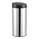 [en.casa] Sensor-Mülleimer 42L Abfalleimer mit Sensorautomatik Kücheneimer mit Sensor Edelstahl Silber