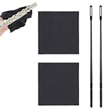 Yuanchu Flötenputzer Set, 4 Stück Flötenreinigungsset 2 Stk Reinigungstücher mit 2 Stk Flöten Reinigungsstab Flötenputzer Blockflöte Querflöte Putztuch Für Die Pflege Ihres Instruments Schwarz