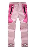 WULFUL Wasserdichte Skihose für Kinder, Jungen, Mädchen, Outdoor, Winter, Fleece, Wandern, isolierte Snowboardhose, Pink, 4-5 Jahre