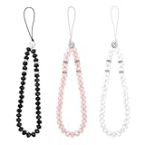 Molain Handykette, 3pcs Handy Lanyard, Handgelenk Universal Kurz Handyanhänger Handy-Lanyard-Charms kompatibel mit jedem Handy, Smartphone und Handy Hülle(Rosa+Weiß+Schwarz)