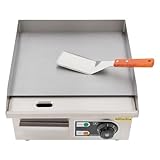 Elektrische Tischgrills 2000W Profi-Grill Grillplatte mit Versteckte Große Ölspeicherbox,Kommerzielle Elektrischer Plattengrill mit 2 Schaufel, 50-300℃