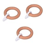 TOYANDONA 3 Stück Teiliges Gardinenringe aus Massivem Holz Runde Vorhangringe für Röhrenstangen Langlebige Holzringe mit Stabiler Halterung für Leichte und Schwere Vorhänge Einsetzbar