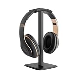 Headset Ständer, Headset Halterung, Gaming Kopfhörer Stander, Kopfhörerhalter Kopfhörerständer Ständer für Over Ear Kopfhörer Kopfhörer Haken mit Rutschfestem TPU-Silikon für Tisch Vitrine (Schwarz)