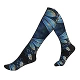 YQTGBCED Art Blue Libellen-Druck-Sport-Kompressionssocken für Damen und Herren, zum Laufen, Wandern und für den täglichen Gebrauch, 2, Schwarz, 32 EU, Einheitsgröße