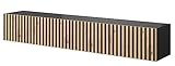Selsey TV Schrank Board Sideboard Fernsehtisch Fernsehschrank 175 cm Hängend Schwarz Mit Lamellierter Front Telire