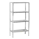 DEMA Schraubregal 4 Böden 145x75x30 cm – Verzinktes Lagerregal, Universalregal für Keller, Werkstatt, Garage, stabil und robust