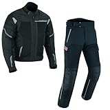 Zweiteilige Motorradkombi Herren Motorrad Textil kombi Biker Motorrad Touring Jacke und Hose Schwarz Herren 2-teiler mit Protektoren Motorradanzug Textilien Motorradjacke & Motorradhose (BLACK, 3XL)