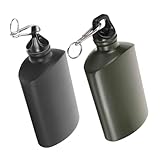 GALPADA 2 Stück Aluminiumflaschen Flach Leicht mit Karabiner Wasserabweisend Outdoor Trinkflasche für Wandern Camping Robuste Sportflasche Platzsparend und Langlebig