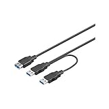 goobay 95749 Dual USB Y Kabel 5 Gbit/s Splitterkabel USB 3.0 Stecker auf USB 3.0 Buchse Y USB Kabel kurz USB Weiche für Externe Festplatte Kabel 0,3m