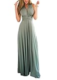 shownicer Damen Elgant Lange Abendkleider Multiway Brautjungfernkleid Wickelkleid V-Ausschnitt Cocktailkleid Bodenlang Partykleid Rückenfrei Neckholder A Linie Maxikleid Ballkleid 15 Grün S