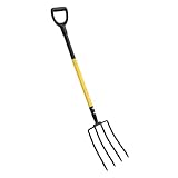 Oytrui Heugabel mit 4 Zinken, 46-Zoll-Y-Griff-Gartengabel Zum Graben von Kompost mit Robuster Eisenkonstruktion, Hartholzgriff für Gartenarbeit, Umpflanzen, Pflanzen