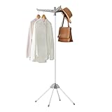SONGMICS Wäscheständer, Standtrockner, 3 drehbare Arme für Kleiderbügel, 4 Beine, klappbar, für Innenbereich, Edelstahl, für Kleidung und Socken, 150 cm hoch, grau-weiß LLR510G01