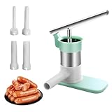 wurstfüller manuell edelstahl, Wurstfüller Wurstmaschine für den Haushalt, Manuelle Wurstfüllmaschine mit 4 verschiedene Füllrohre Wurstpresse, Sausage Maker, Machen Sie Köstliche Würstchen