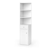Vicco Eckregal Larry, Weiß, 30 x 135.5 cm mit Tür und Schublade