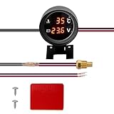 Breeshy Runde LED Digital Auto Wassertemperaturanzeige Temperatursensor Temperatura Moto + Voltmeter Volt Spannungsmesser 2 in 1 A