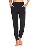 MOVE BEYOND Butterweiche Jogginghose für Damen mit 4 Taschen Aktiv-Jogginghose mit hoher Taille Workout Yoga Lounge Hose, Schwarz, L
