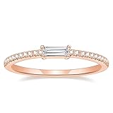Titaniumcentral Ringe Damen Vorsteckring Schmal Ewigkeitsringe Baguette-Schnitt Zirkonia Verlobungsringe Eheringe Trauringe (Rosegold,58 (18.5))