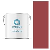 Q UNIQUE Latexfarbe 5L (ca.35m2) Dunkelrot Innenfarbe Wandfarbe Deckenfarbe Klasse 3 Mattfarbe Scheuerfest Hohe Deckkraft