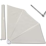 KDR Balkonfächer 120x120 cm Beige – Wind- & Sichtschutz für Balkon & Terrasse – Markise mit UV-beständigem Polyester – Klappbar mit Wandhalterung, Schutzhülle & Montagezubehör