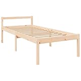 vidaXL Seniorenbett, Bett Holzbett für Schlafzimmer, Bettgestell Bettrahmen mit Lattenrost Kopfteil, Massivholzbett Einzelbett Komfortbett, 100x200cm Massivholz Kiefer