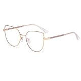 kachawoo Anit Blaue Licht Brillen Große Katzenauge Metall Glitter Rahmen Computerbrille für Dame Junge Eyewears mit Blaue Ray Linse (gold with clear)