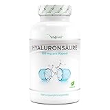 Vegane Hyaluronsäure - 500 mg Hyaluron - 180 Kapseln für 6 Monate - 500-700 kDa - Pflanzlich aus Fermentation Hochdosiert - Ohne Zusätze