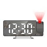 Ankilo 7,9 Zoll LED Projektionswecker mit Spiegeldisplay – Temperatur, Datum, 3 Helligkeitsstufen, Wochenmodus & 180°-Drehung (USB/Batterie)