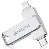 LESOGE USB-Stick 128 GB – 3 in 1 mit iOS, Typ-C und USB 3.0 Anschlüssen – tragbarer Speicher für Fotos und Videos