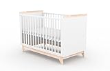 ms factory Babybett Vigo 120x60 cm – Minimalistisches Kinderbett aus Kiefernholz mit ausziehbarer Seitenbarriere – Flexibles Baby Bett im skandinavischen Stil, ideal als Gitterbett & Kinder Bett