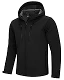 33,000ft Softshelljacke für Herren Wasserdicht Winddicht Laufjacke Leichte Wanderjacke mit Kapuze Outdoor Übergangsjacke Fahrradjacke Schwarz L