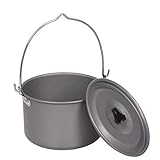 wrtgerht 4.2L Camping-Hängetopf Ultralight Outdoor Single Pot Aluminiumlegierung Campingausrüstung Werkzeuge Picknick Wandern Kochgeschirr Utensilien Küchengeräte