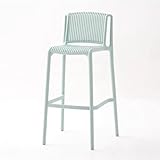 Frühstücksbarhocker: Hohe Barhocker, stapelbare Thekenhocker, Kunststoff-Barstühle mit Rückenlehne, Küchentheken-Barhocker, armlose hohe Stühle, 30-Zoll-Stapel-Barhocker mit Fußstütze (Farbe: Blau)