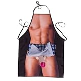 KOSxBO® Schürze mit verstecktem Penis - JGA Kochschürze - Chefkoch mit Glied aus Plüsch - Geschenkidee für Männer die I Keep My HOT Dog WARM - Schürzen für Grillmeister