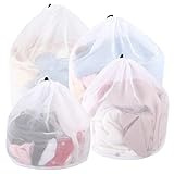 4 Stück Wäschenetz für Waschmaschine, Wäschesack Wäschebeutel mit Kordelstopper Laundry Bag Wiederverwendbare für Pullover Mäntel Hemden Unterwäsche Socken