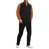 Caxndycing Jogginganzug Herren Waffel Trainingsanzug Patchwork Sportanzug Baseball Sweatshirt und Jogginghose Set Winter Freizeitanzug Baggy Tracksuit Loungewear Streetwear
