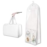 Weiß Kleidersack für Brautkleider und Hochzeitskleider, 180 cm Lang, Faltbar, für Lange Kleider und Mäntel, kleidersack lang mit Reißverschlüssen für Brautkleider Abendkleider Mäntel