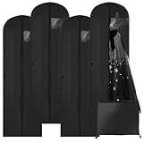 4 Stück Kleidersack lang 180 cm x60cm, Faltbare Kleiderhüllen mit Reißverschluss, Kleidersäcke für Kleiderschutzhülle, Brautkleider, Abendkleider oder Lange Mäntel, Tanzkostüme