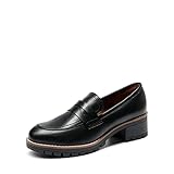 DREAM PAIRS Damen Klassische Loafer Bequeme Mokassins Slippers Business-Schuhe mit Dicker Sohle für Damen,Size 39,SCHWARZ-PU,SDLS2319W